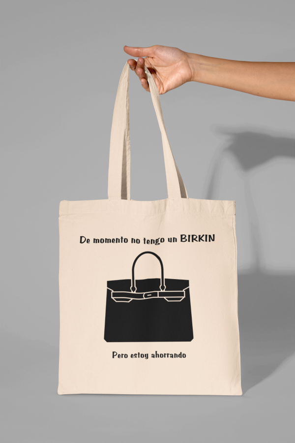 Ahorrando por  un Birkin - tote bag negra de algodón - Imagen 2