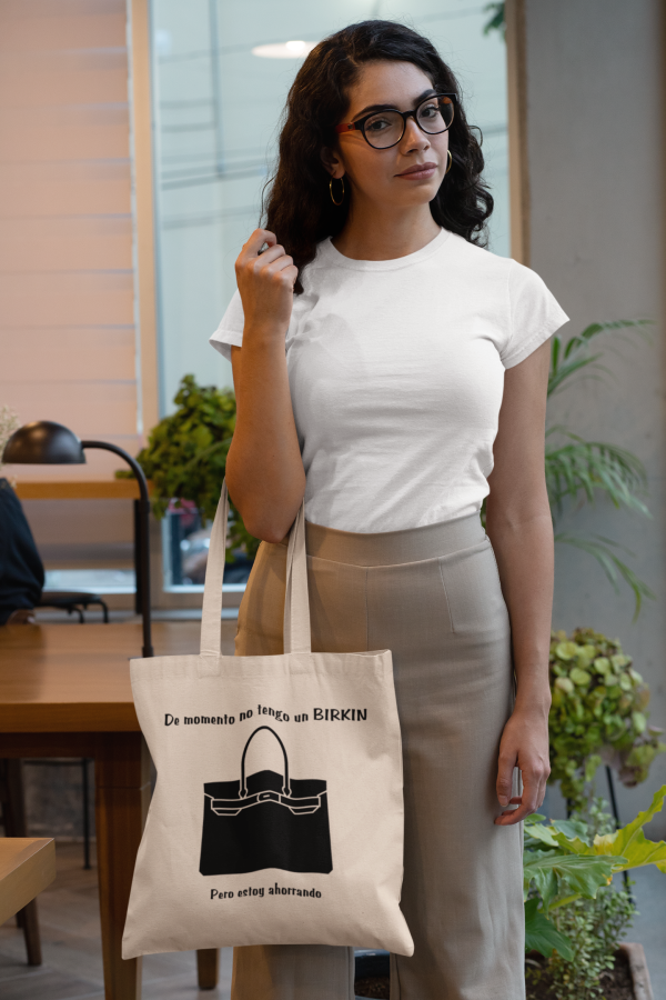 Ahorrando por  un Birkin - tote bag negra de algodón - Imagen 4