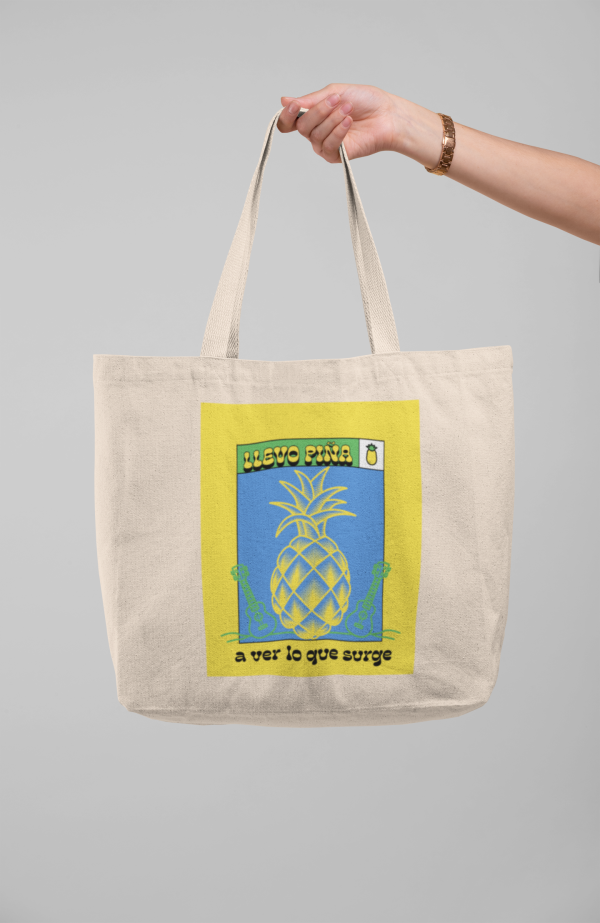 Llevo piña - tote bag amarilla - Imagen 2